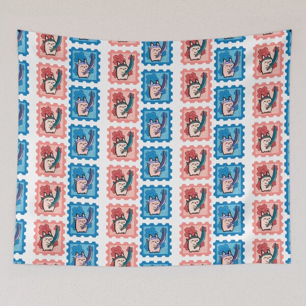Item preview, Red and Blue Samurai Cats Stamp designed and sold by NevermindOnArt.