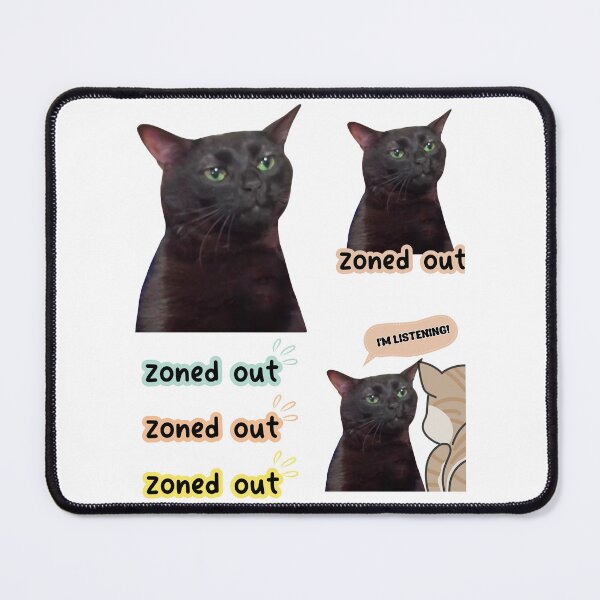 Item preview, Zoned out black cat Funny cat meme, black cat meme, Thinking cat PACK designed and sold by LoveYaToo.