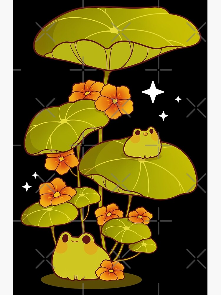 Thumbnail 2 of 2, Postcard, Froggies on watercress designed and sold by Rihnlin.