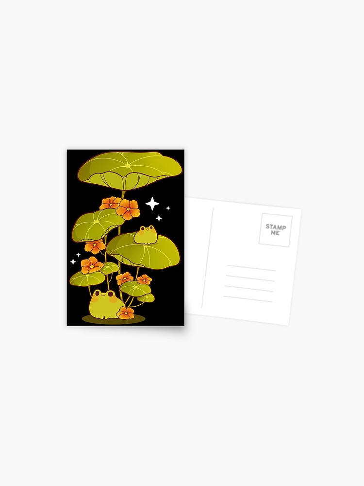 Thumbnail 1 of 2, Postcard, Froggies on watercress designed and sold by Rihnlin.