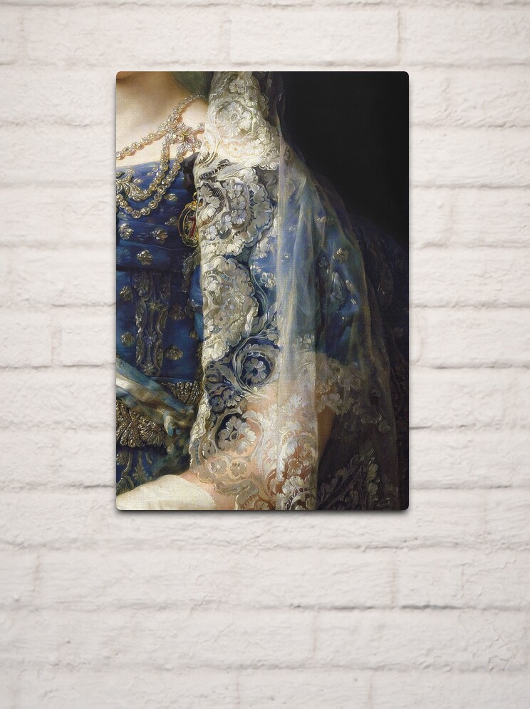 Old Master painting Closeup of Antique Spanish lace Metal Print for Sale  by Glimmersmith