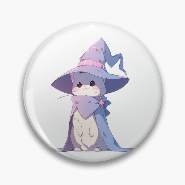 Item preview, White Cat Wearing Witch Hat and Cape designed and sold by SundayDonuts.