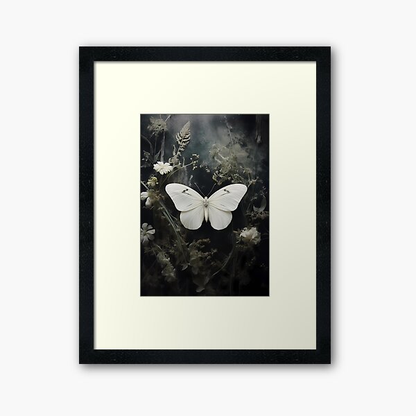 Aperçu de l'œuvre papillon blanc sombre académique gothique cottagecore décor créée et vendue par Mehak  Khan.