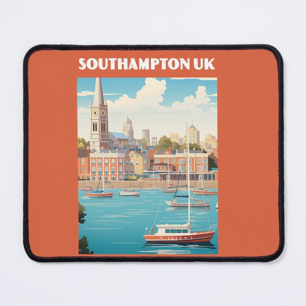 Item preview, Southampton UK travel poster in the style of 50s screen print travel posters designed and sold by windmildesigner.