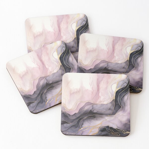 Item preview, Grey and Pink Alcohol Ink Art with Gold  designed and sold by BilgePaksoylu.