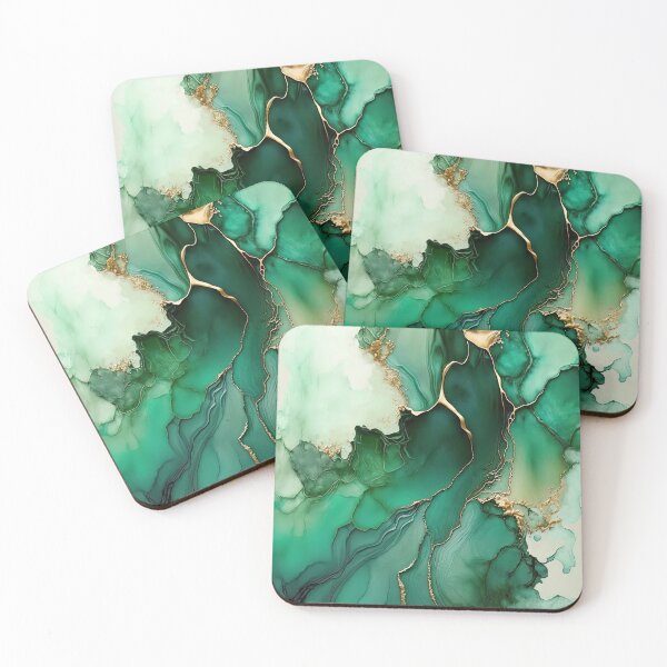 Item preview, Green Gold Alcohol Ink Art designed and sold by BilgePaksoylu.
