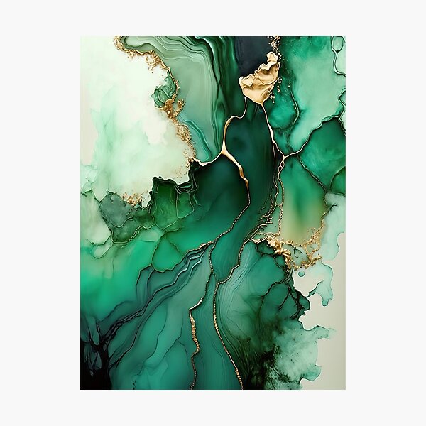 Item preview, Green Gold Alcohol Ink Art designed and sold by BilgePaksoylu.