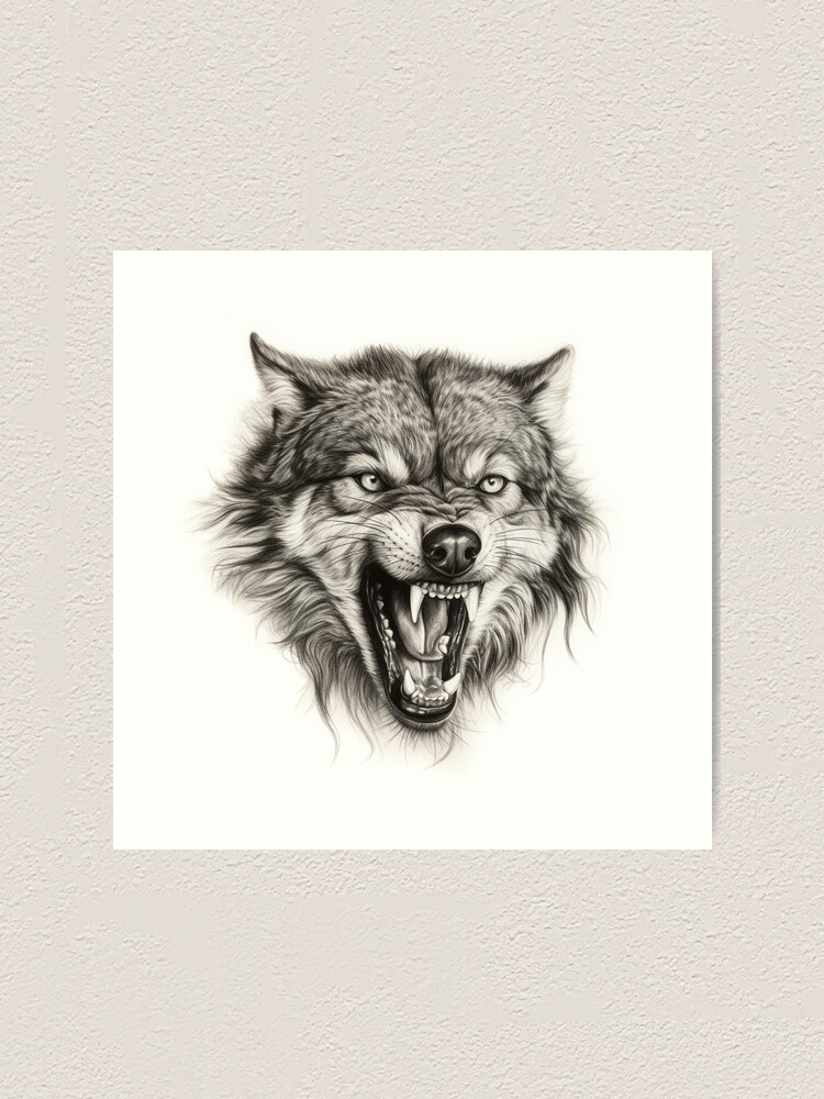 a nearly completed pencil drawing of a wolf howling at | Stable Diffusion
