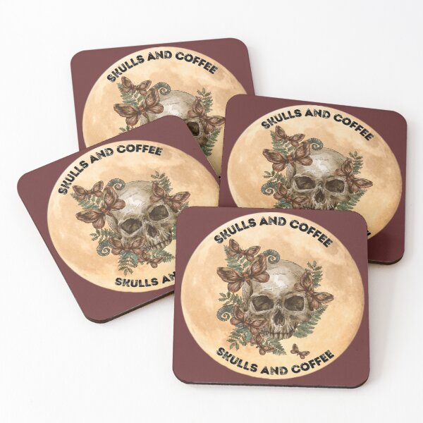 Item preview, Skull and coffee with moths designed and sold by Janetlousart.