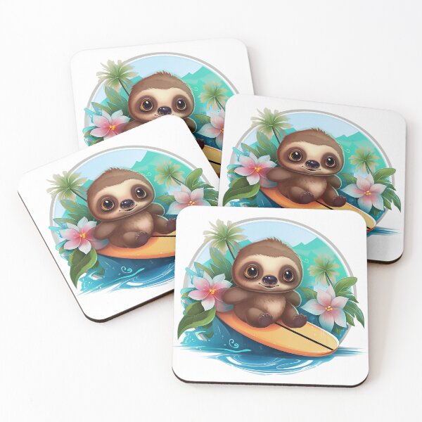 Item preview, Surfing baby sloth designed and sold by Kona Cat Creationz.