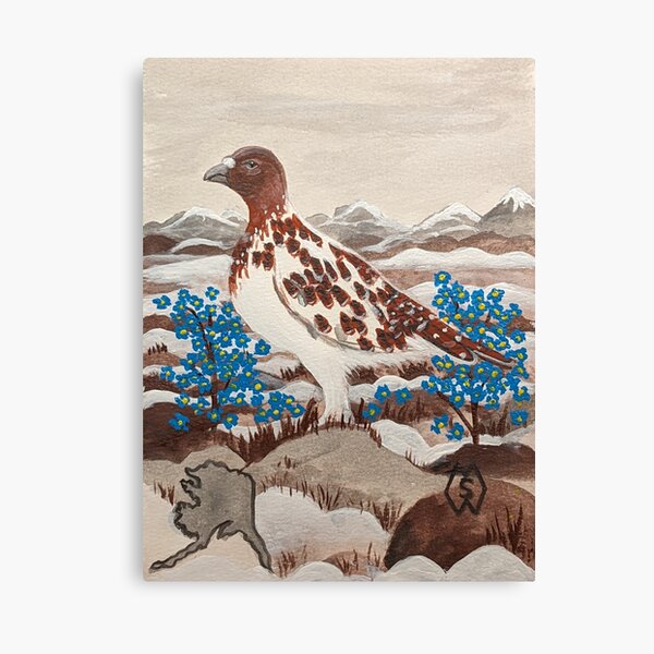 Item preview, Alaska state bird and flower, the willow ptarmigan and forget-me-not designed and sold by Matt Starr.