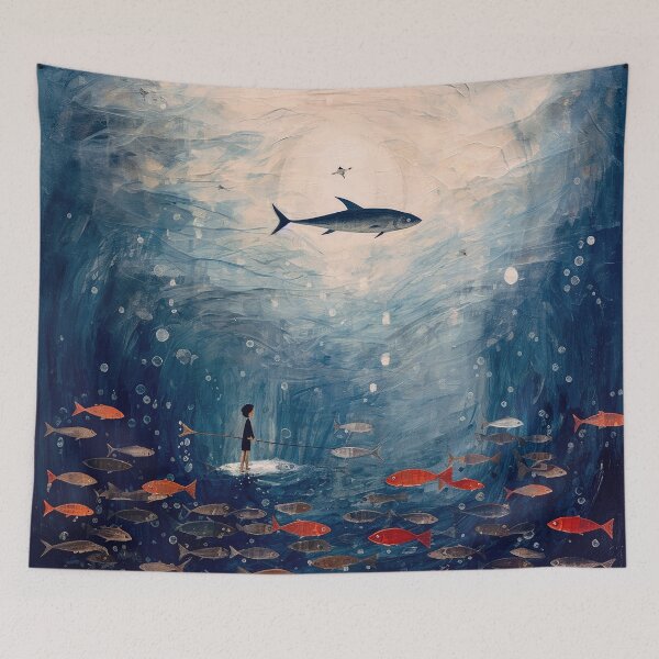 Item preview, Young Boy w Fish in the Sea designed and sold by YoPedro.