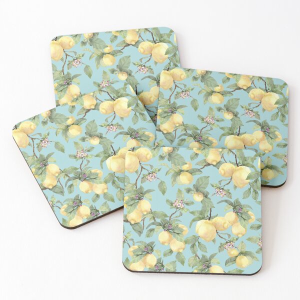 Item preview, Watercolor lemon drawing on blue designed and sold by orsinha.