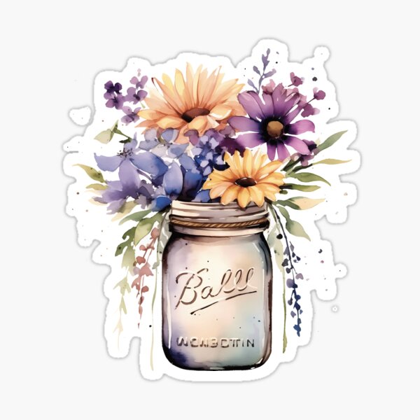 Item preview, wild flowers in a mason jar designed and sold by BuxomBabe21.