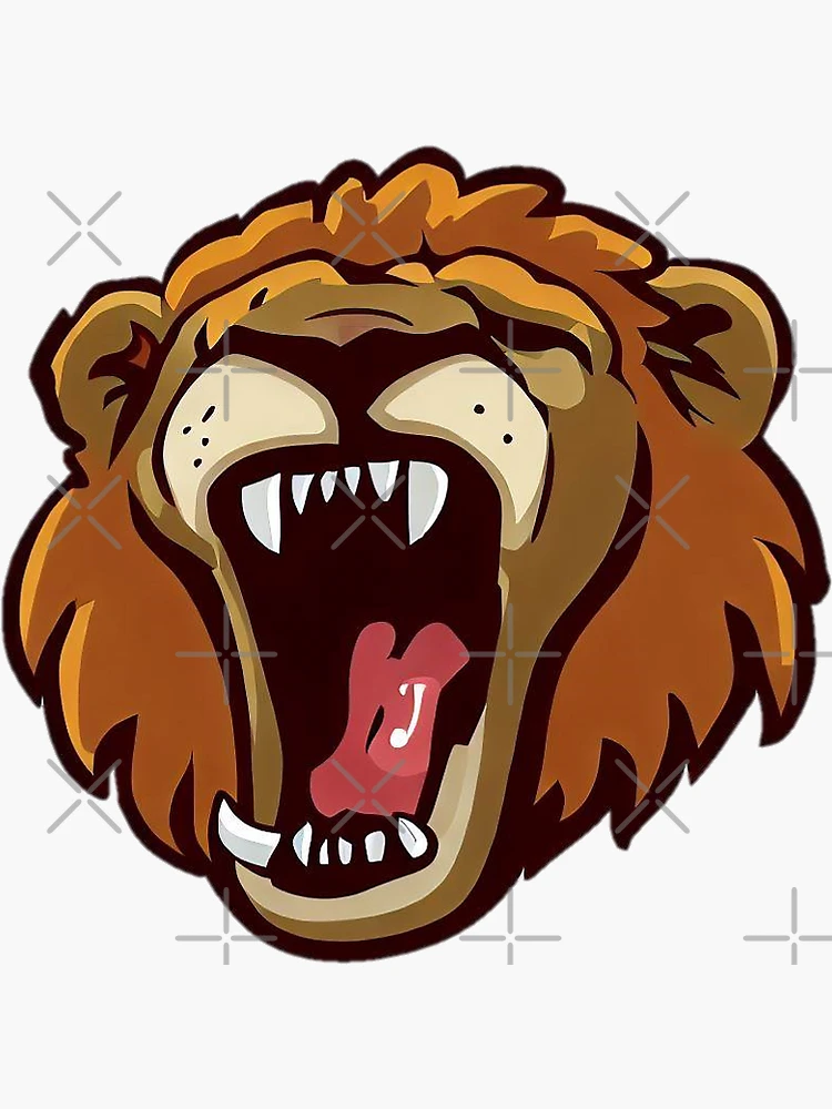 lion cartoon face roaring