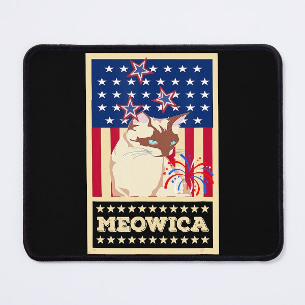 Aperçu de l'œuvre Chat 4 de juillet Meowica Cat Pun Design créée et vendue par LanieKeeling.