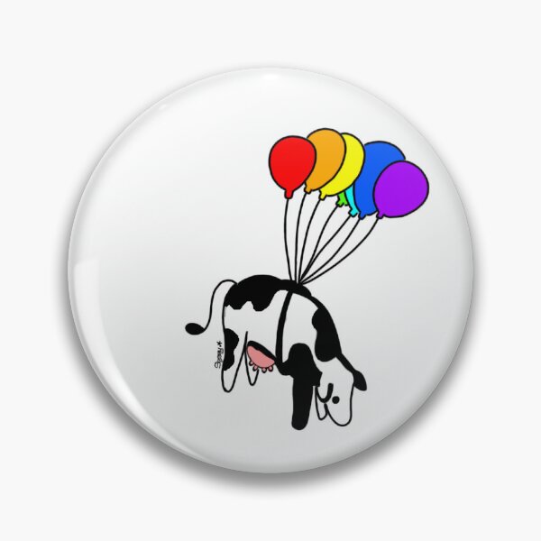 Artikelvorschau, Kuh und Luftballons (Digitale handgemachte Illustration) entworfen und verkauft von Syssy03.