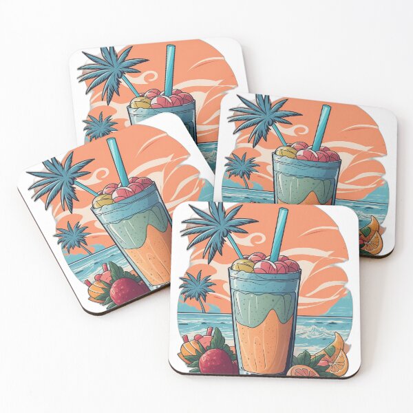 Item preview, Tropical Bliss - Colorful Cocktail with Beach and Palm Tree designed and sold by DeevaValli.