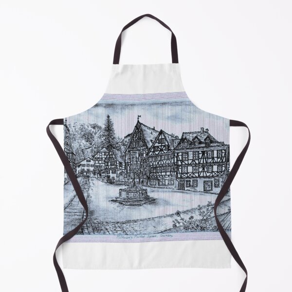 Item preview, Miltenberg Market Square Drawing, Germany, Sky-blue Old Photo Effect - A Timeless Tapestry of Bavarian Charm designed and sold by studioSharonKay.