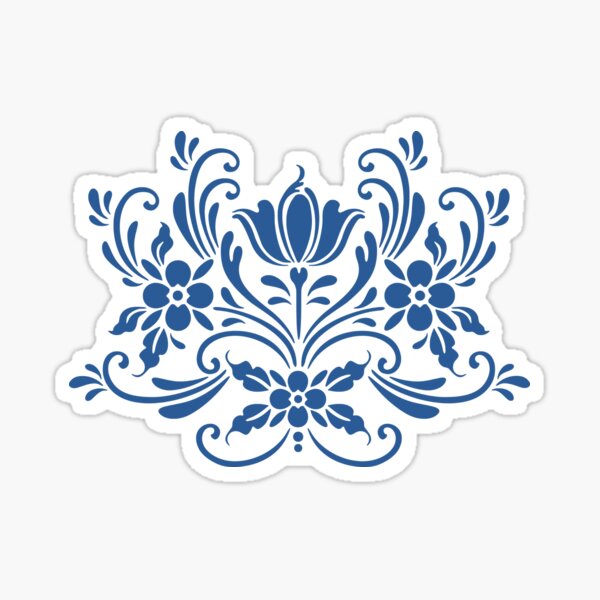 Scandinavian Flowers Blue and White Sticker