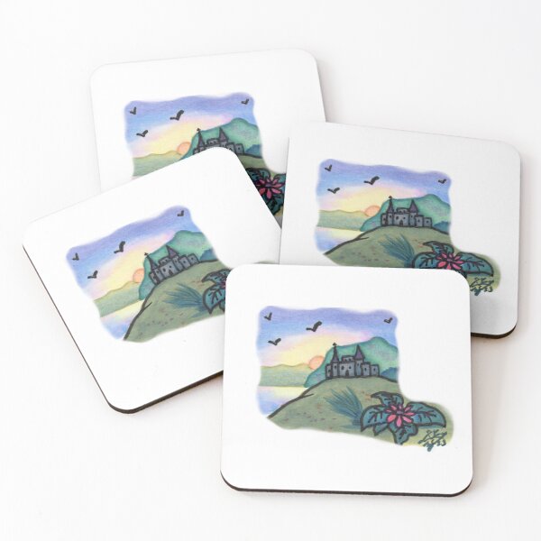 Item preview, Watercolor Painting Fantasy Fortress Castle Mountain Landscape Nature designed and sold by Jonah Augustin Gray.