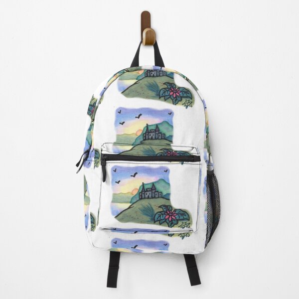 Item preview, Watercolor Painting Fantasy Fortress Castle Mountain Landscape Nature designed and sold by Jonah Augustin Gray.