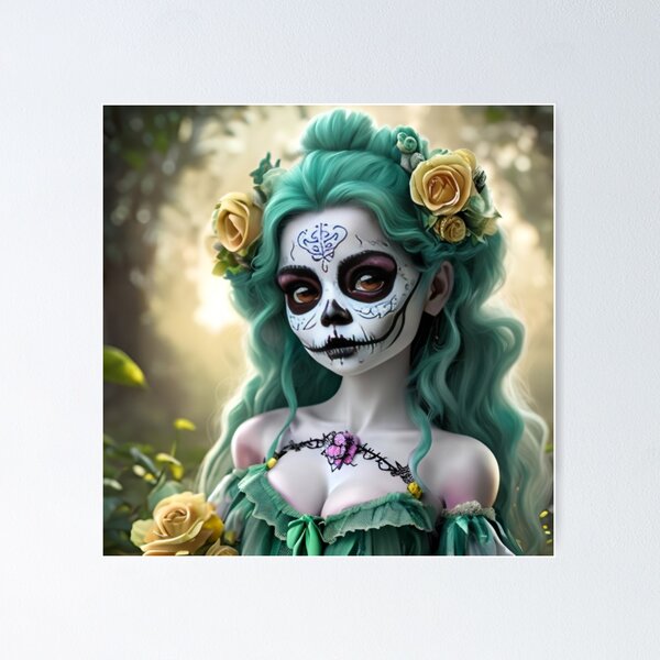 Fantasy Photo Poster Sugar Skull Makeup Girls Art Dia De Los Muertos Canvas  Art Day Of The Dead Print Painting For Mexican Fiesta Wall Decor Unframed