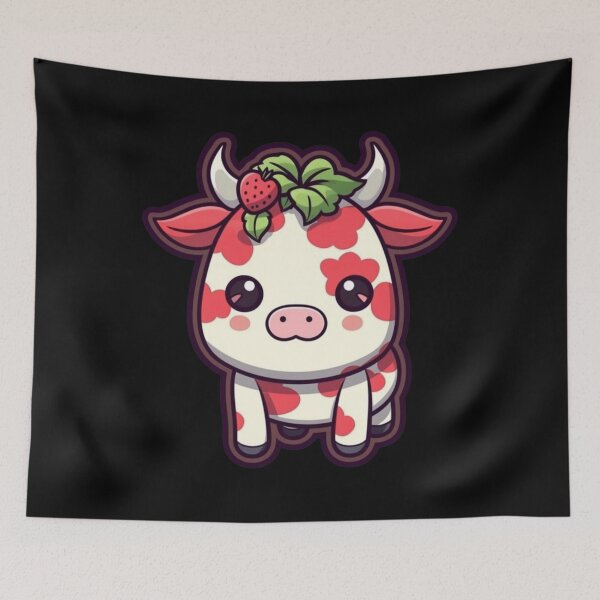 Item preview, Cute Red Strawberry Cow / Bull, Cartoon Style, Sticker Illustration designed and sold by art-max-jenner.