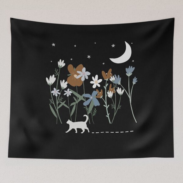 Item preview, Hand-Drawn Wild Cat in Floral Enchanted Forest designed and sold by XSYS.
