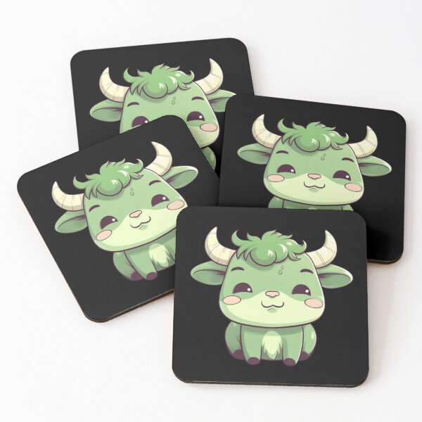 Item preview, Cute Green Cow / Bull, Cartoon Style, Sticker Illustration  designed and sold by art-max-jenner.
