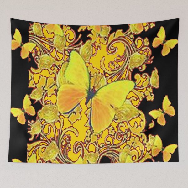 Item preview, GOLDEN BUTTERFLY PATTERN BLACK ART designed and sold by sharlesart.