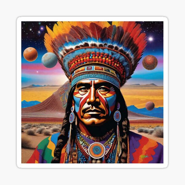 Item preview, Psychedelic Native American Shaman Art 4 designed and sold by benitodelray.