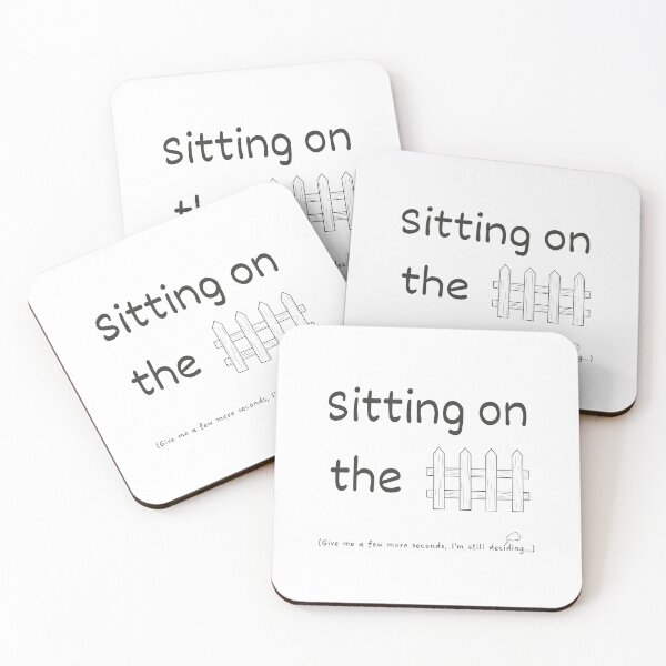 Artikelvorschau, Idiom „Sitzen auf dem Zaun“ (dunkelgrau) entworfen und verkauft von Idioms4u.