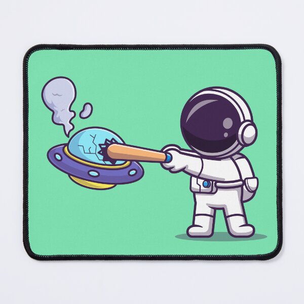 Item preview, Cute Astronaut Takes a Swing: UFO Smashing Cartoon Vector Icon designed and sold by hjian8219.