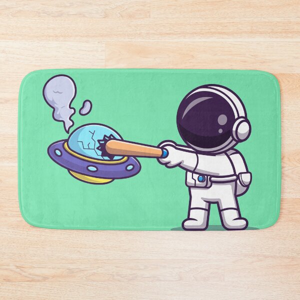Item preview, Cute Astronaut Takes a Swing: UFO Smashing Cartoon Vector Icon designed and sold by hjian8219.