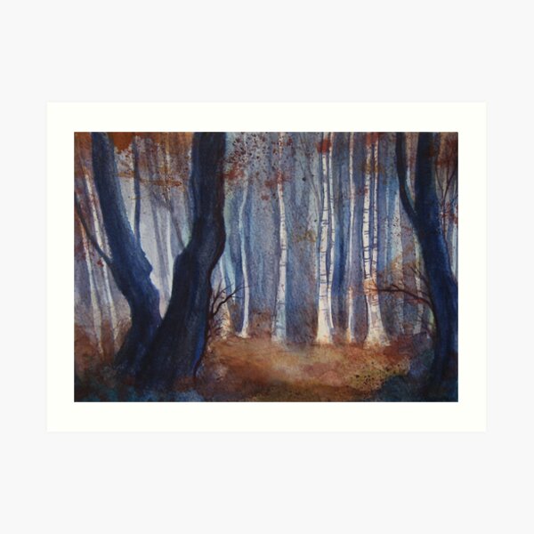 Dusk, Birch Wood Art Print
