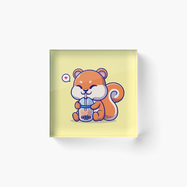 Item preview, Cute Squirrel Sips: Boba Milk Tea Cartoon Vector Icon designed and sold by hjian8219.