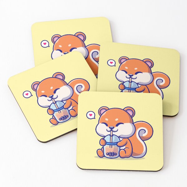 Item preview, Cute Squirrel Sips: Boba Milk Tea Cartoon Vector Icon designed and sold by hjian8219.
