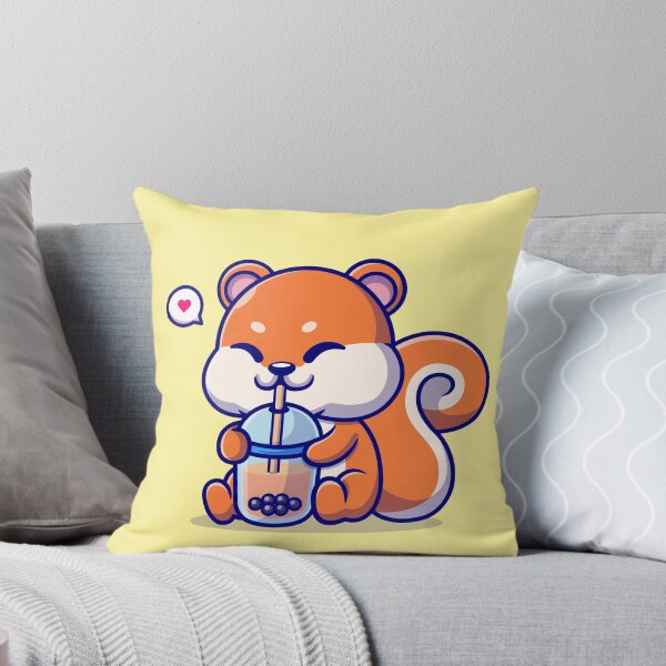 Item preview, Cute Squirrel Sips: Boba Milk Tea Cartoon Vector Icon designed and sold by hjian8219.