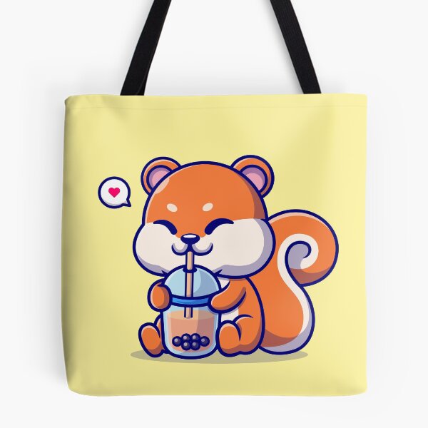 Item preview, Cute Squirrel Sips: Boba Milk Tea Cartoon Vector Icon designed and sold by hjian8219.