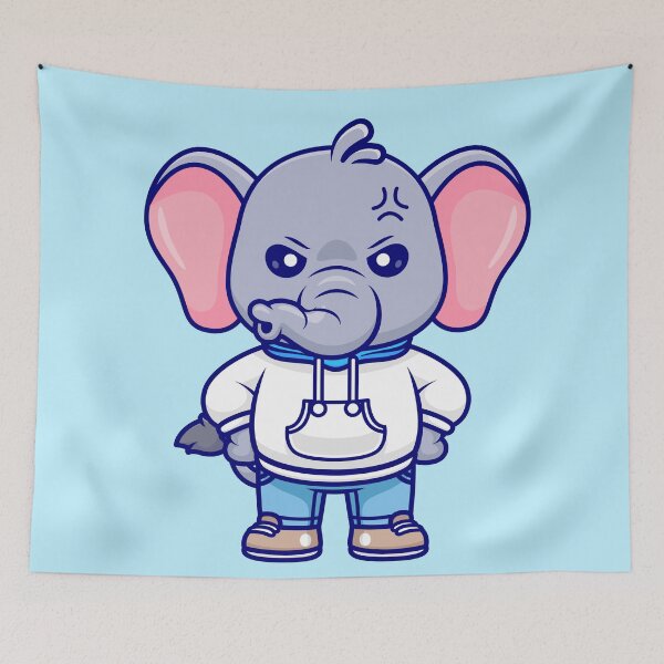 Item preview, Cute Angry Elephant in Hoodie: Cartoon Vector Icon designed and sold by hjian8219.