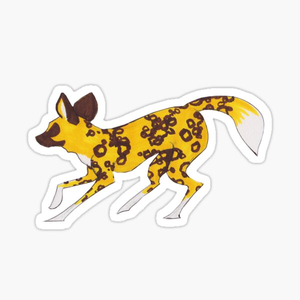 Painted Hunting Dog Running Sticker