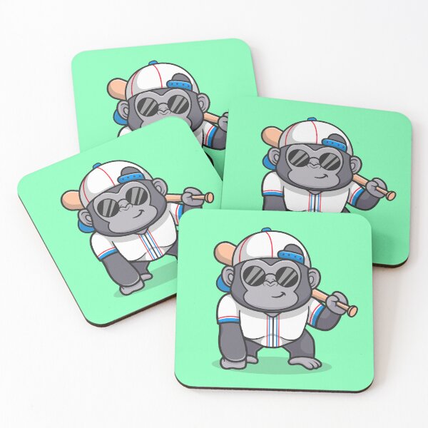 Item preview, Cute Gorilla Playing Baseball: Cartoon Illustration designed and sold by hjian8219.