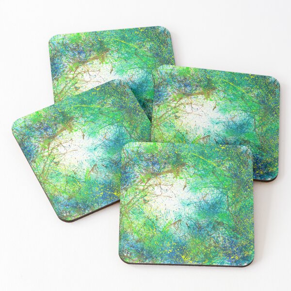 Item preview,  We Are Nature - Equality For All Creations #433 Original Hand-painted Abstract Painting Detail 1 In Brown Blue Green Lime Mother Earth Tones Inspired By Gaia Spring Summer Rain Forest Aquatic Plants designed and sold by Rainbow Artist Orlando L.