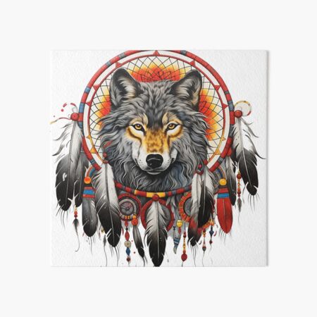 Native american Wolf Dreamcatcher Art Board Print for Sale by  Infinatecrypto