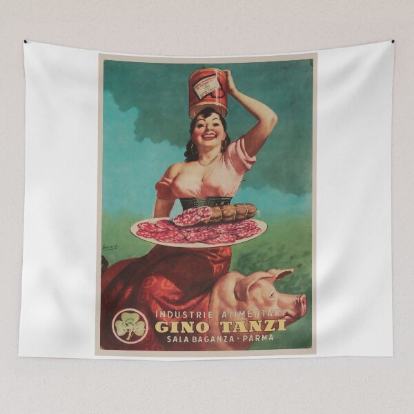 Item preview, Vintage Italian Meat Poster Advertising designed and sold by Sasha Art Gallery.