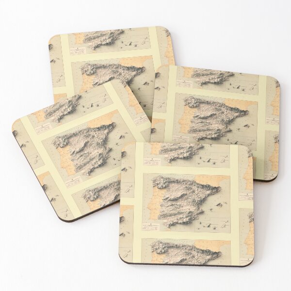 Item preview, 1950 Spain Shaded Relief Map 3D digitally-rendered designed and sold by ThinkAboutMaps.
