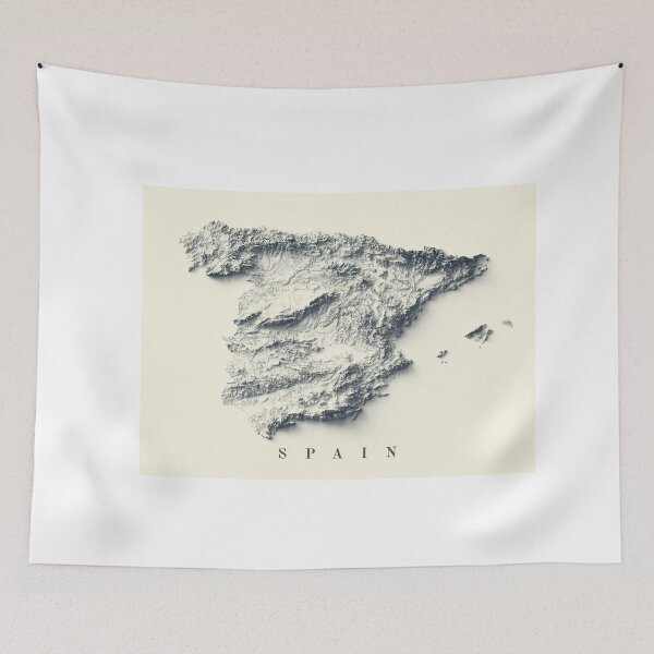 Item preview, Spain Shaded Relief Map 3D digitally-rendered designed and sold by ThinkAboutMaps.