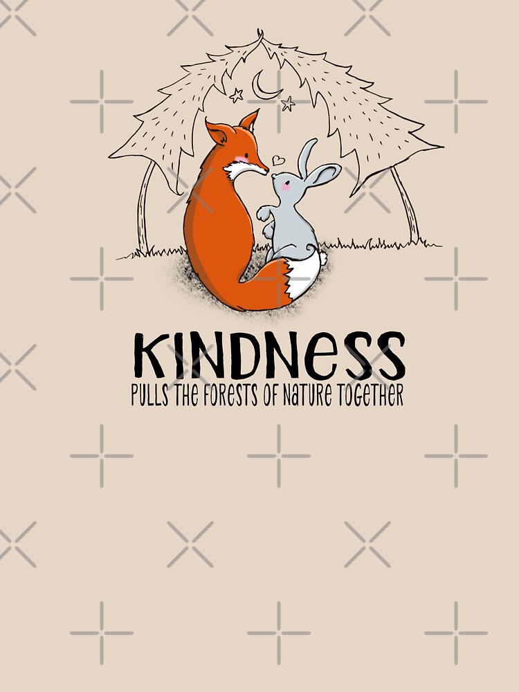 Artwork view, Cute Fox and Bunny - Kindness Pulls the Forests of Nature Together designed and sold by jitterfly