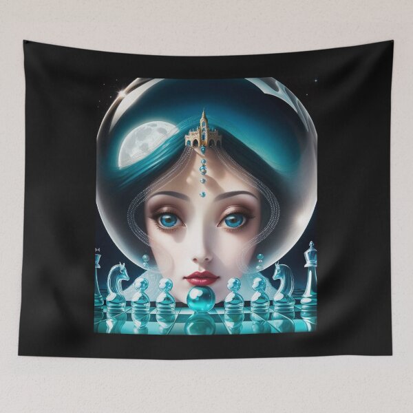 Item preview, Enigmatic Duels: Graceful Woman Gracing a Chessboard of Intrigue designed and sold by ThorneEvernight.